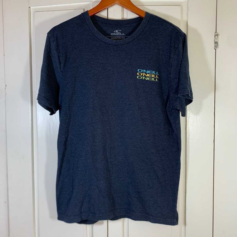 ONeill Mens Modern Fit Blue Graphic Triangle T-Shirt Medium Surfer Beach Casual